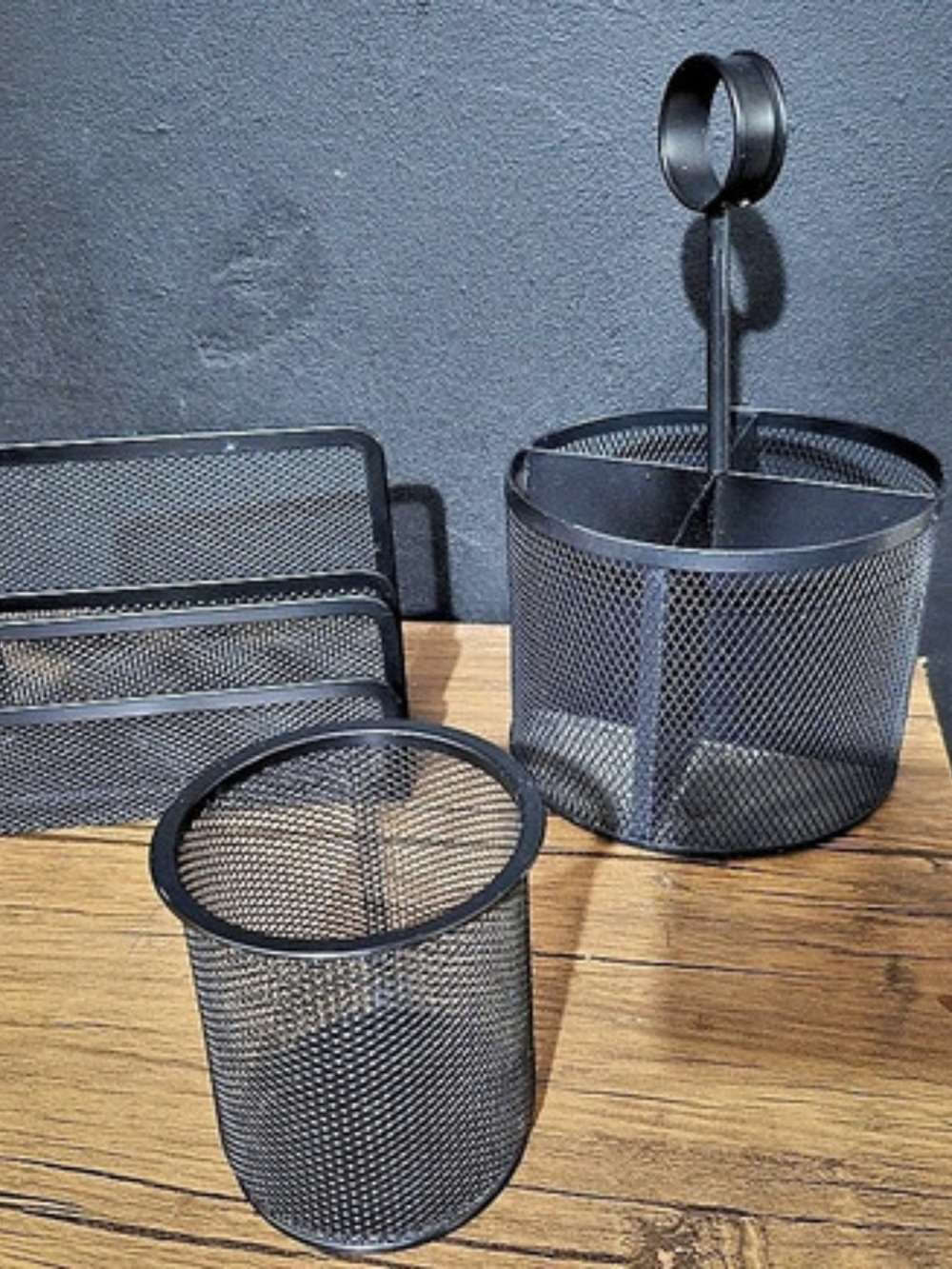 Black Mesh Desk Organizer Set